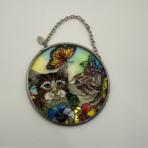 Colorful Cat and Butterfly Suncatcher